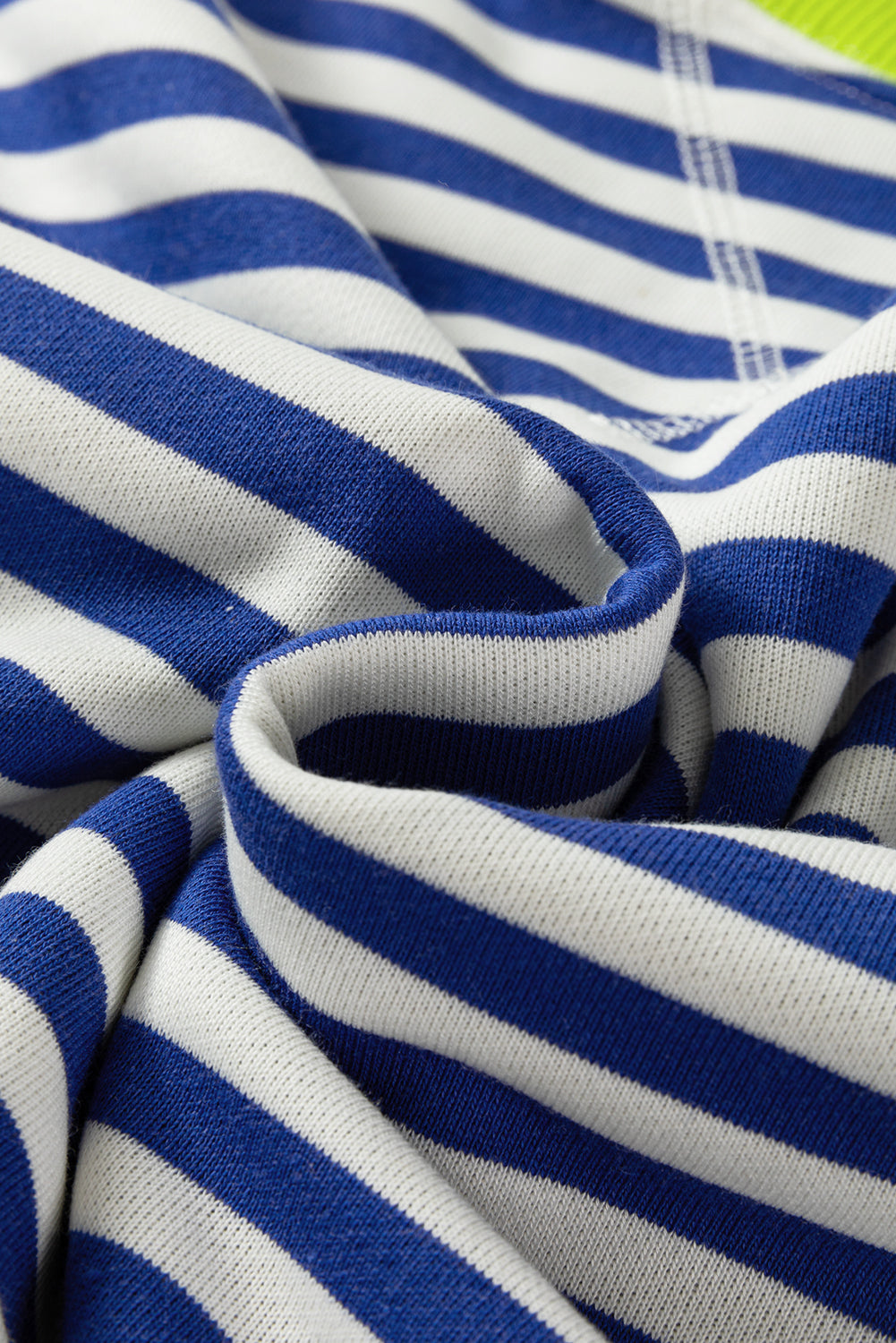 Sky Blue Stripe Striped Contrast Ribbed Trim Crossed Stitch Drop Shoulder Sweatshirt