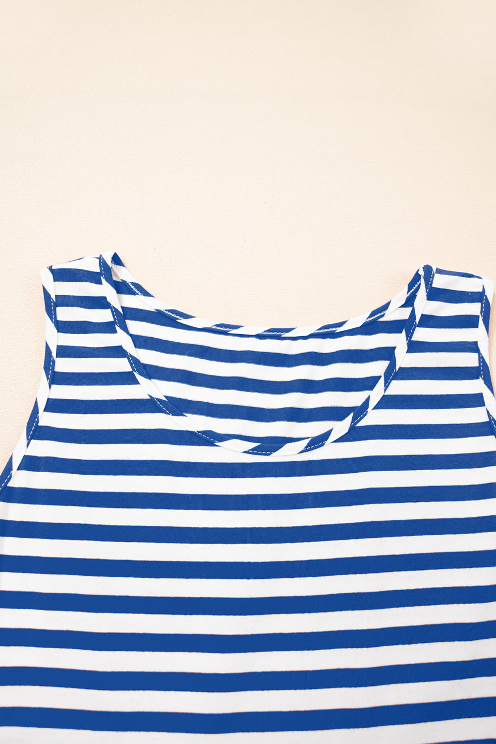 Sky Blue Stripe U Neck Sleeveless Loose Fit Mini Dress