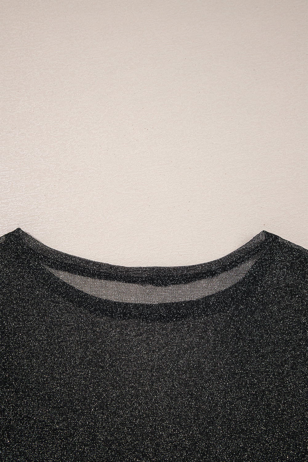 Black Metallic Glitter Mesh Long Sleeve Top