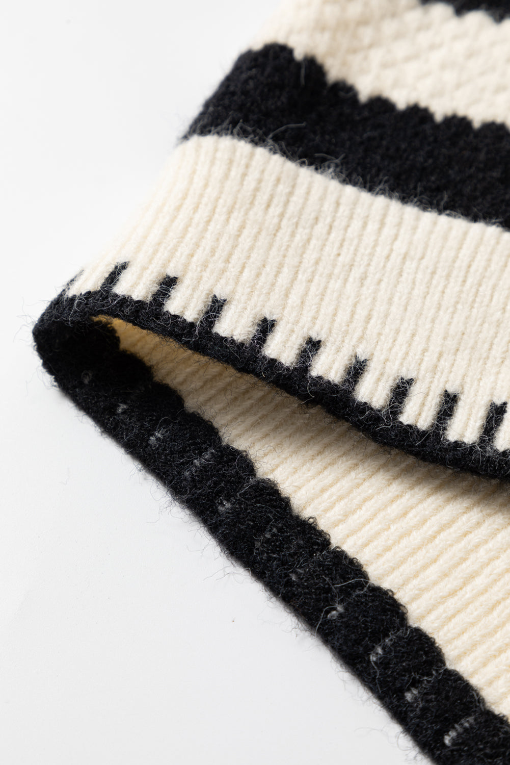 Black Stripe Chic Golden Button Cardigan Sweater