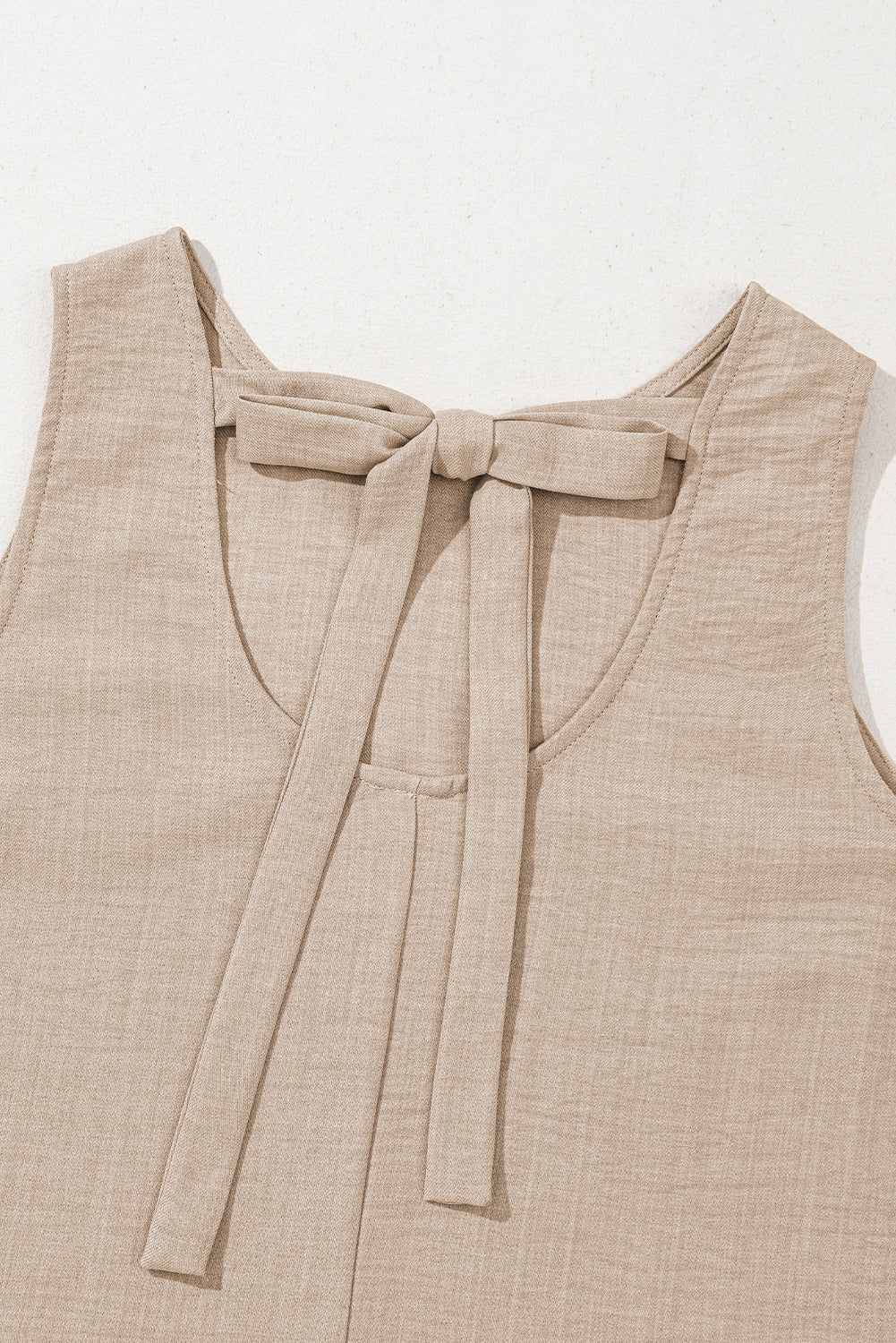 Smoke Gray Knot Scoop Back Ruffle Hem Sleeveless Mini Dress