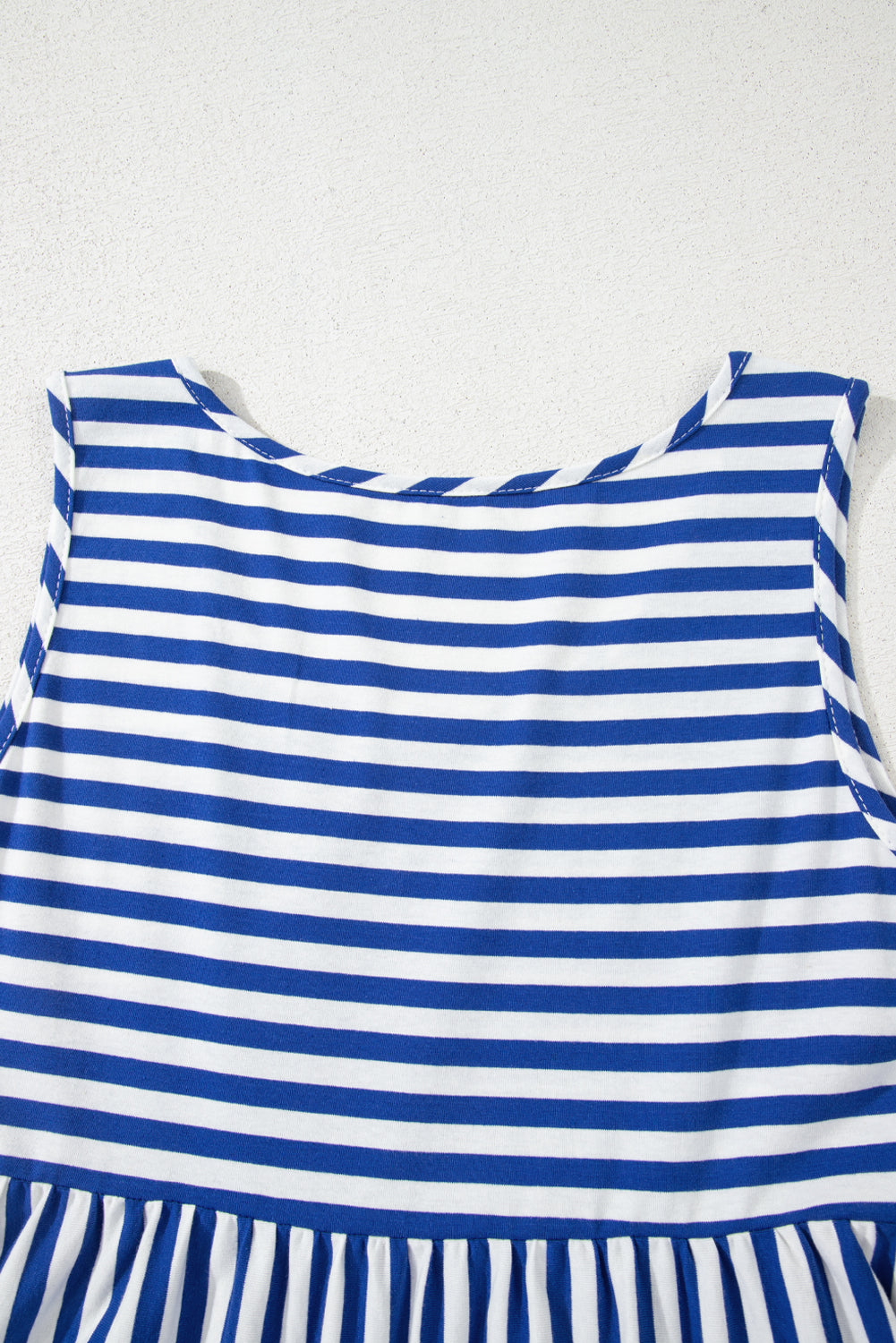 Sky Blue Stripe U Neck Sleeveless Loose Fit Mini Dress
