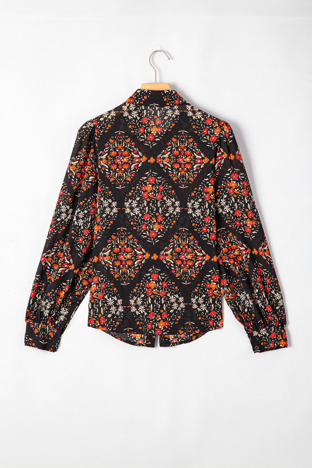 Black Strawberry Aesthetic Floral Puff Sleeve Shirt