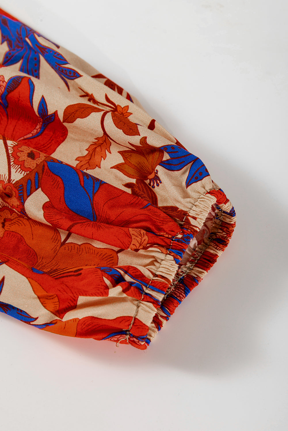 Multicolor Floral Print Square Neck Backless Loose Fit Blouse