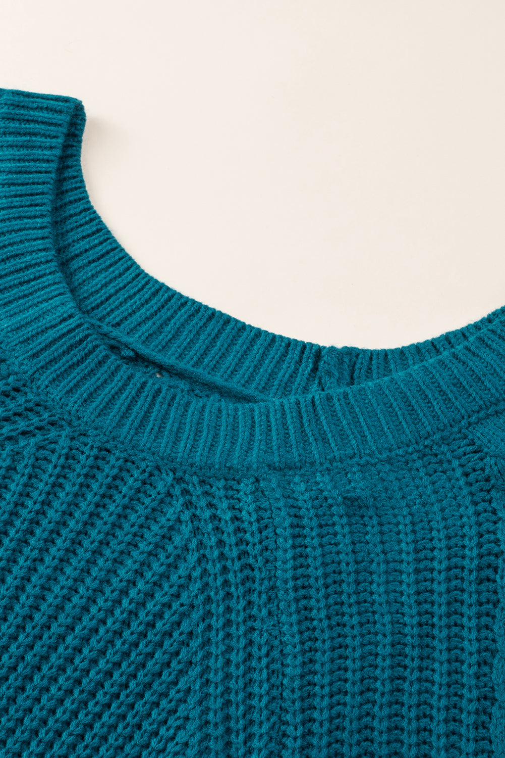 Blue-3 Hollow-out Puffy Sleeve Knit Sweater
