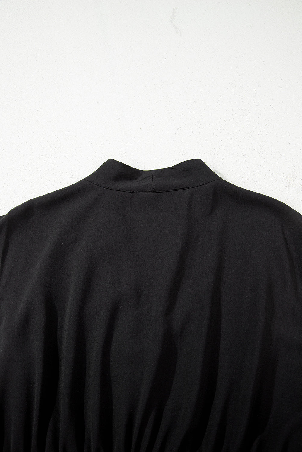 Black Sleeveless Zipped Front V Neck Shirred Waist Maxi Dress