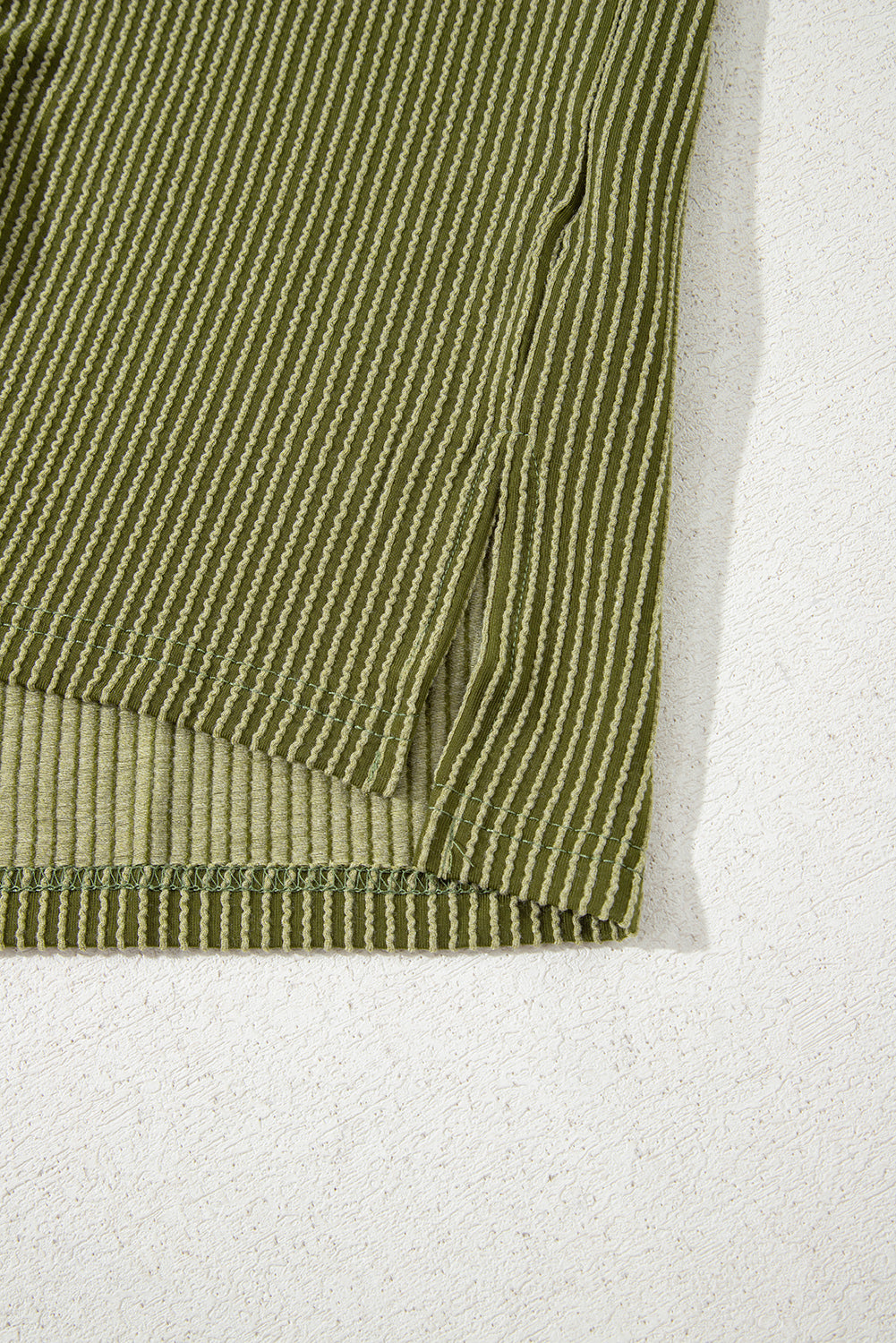 Jungle Green Textured Knit Exposed Stitching T-shirt